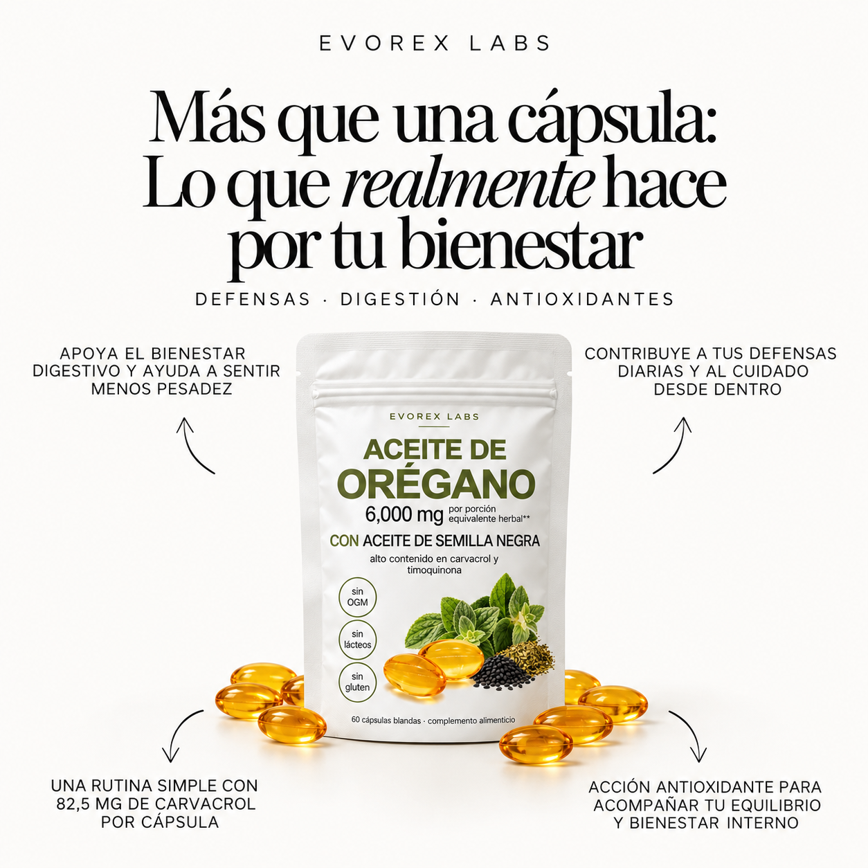 Aceite de orégano EVOREX LABS - 180 Cápsulas (6.000 mg)
