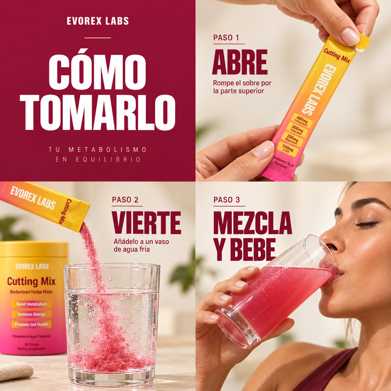 Cutting Mix en polvo sabor Fresa - Apoyo metabólico | Control del apetito